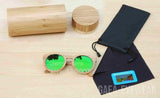 Wooden Sunglasses Round Frame Women-GAEA-Wood frame EyeWear-green lens with case-GAEA-Wood Frame EyeWear Eco Friendly Sunglasses