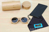 Wooden Sunglasses Round Frame Women-GAEA-Wood frame EyeWear-black lens with case-GAEA-Wood Frame EyeWear Eco Friendly Sunglasses