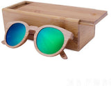 Wooden Sunglasses Round Frame Women-GAEA-Wood frame EyeWear-green lens with case 1-GAEA-Wood Frame EyeWear Eco Friendly Sunglasses