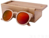 Wooden Sunglasses Round Frame Women-GAEA-Wood frame EyeWear-red lens with case 1-GAEA-Wood Frame EyeWear Eco Friendly Sunglasses