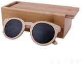 Wooden Sunglasses Round Frame Women-GAEA-Wood frame EyeWear-black lens with case 1-GAEA-Wood Frame EyeWear Eco Friendly Sunglasses