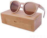 Wooden Sunglasses Round Frame Women-GAEA-Wood frame EyeWear-brown lens with case 2-GAEA-Wood Frame EyeWear Eco Friendly Sunglasses