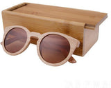 Wooden Sunglasses Round Frame Women-GAEA-Wood frame EyeWear-brown lens with case 1-GAEA-Wood Frame EyeWear Eco Friendly Sunglasses